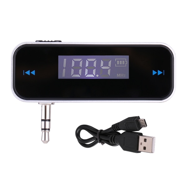 Universal In Car FM Transmitter Hands Free Calling Featuring 3.5mm Audio Plug for Cell Phone