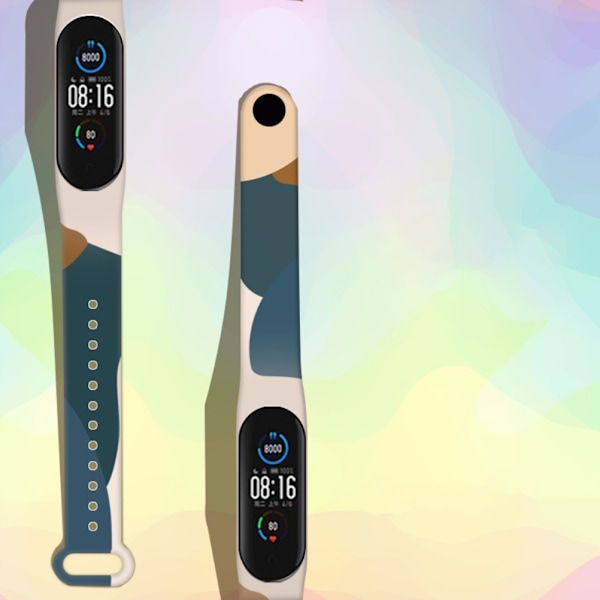 Fargerik Rem Kompatibel med Xiaomi Mi band 3/4/5/6 Myk TPU Håndleddsrem Erstatningsarmbånd