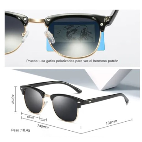 2 stk. Polariseret Solbriller UV400 Beskyttelse Metal Sort Stel PC Linse Fashion Vintage Polariseret Solbriller