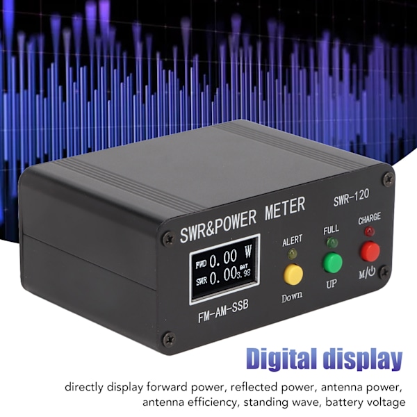 SWR 120 Stående Bølgemeter Kortbølge 1,8 MHz‑50 MHz 120W Digitalt Display FM AM CW SSB SWR Effektmeter Svart