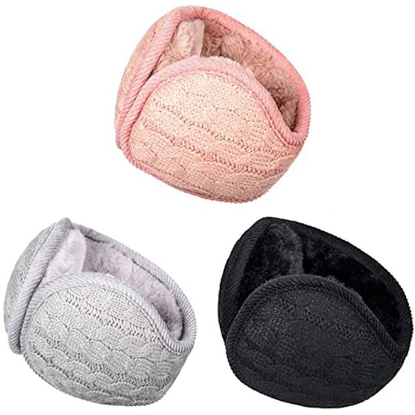 3 st unisex varma stickade öronmuffar lurviga fleece vinter öronmuff