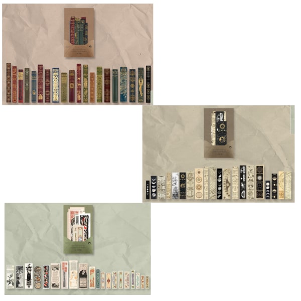 3 tema scrapbog klistermærkesæt, vintage japansk papir klistermærker, selvklæbende retro stribede scrapbog klistermærker, DIY scrapbog tilbehør dekorative
