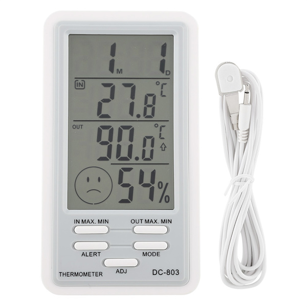 Laddbar Hängande Inomhus Termometer Hygrotermograf Luftfuktighetsmätare med LCD-Skärm