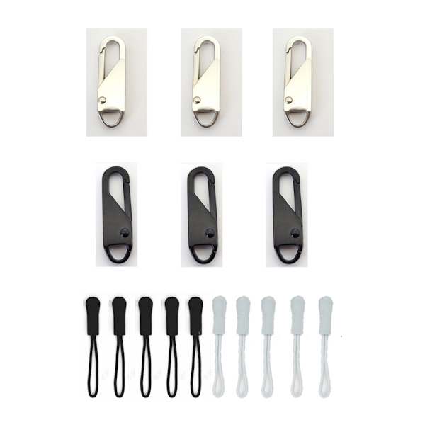 Dragkedjor, 10-pack dragkedjor med 6 dragkedjor, dragkedjereparation, för jackor, resväskor, väskor, rockar (svart, silver)