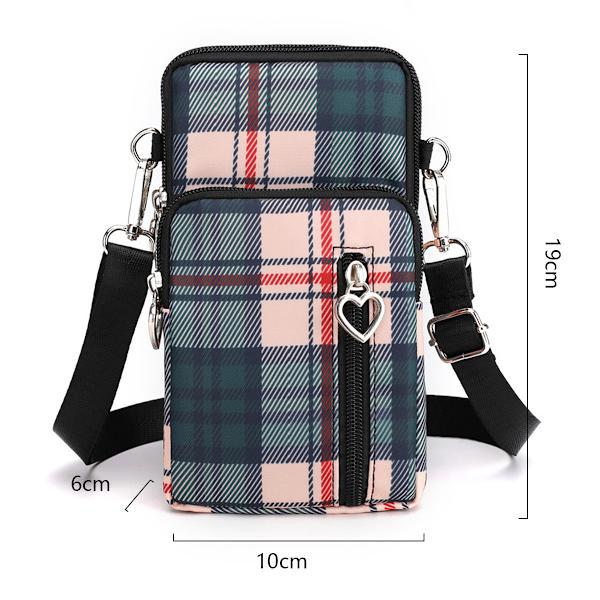 Liten rutig crossbody-plånbokstelefonväska för kvinnor, minicrossbodyväska, mobiltelefonväska, axelväska, miniplånbok med axelrem