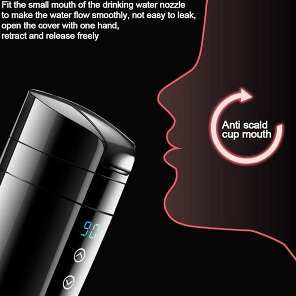 Smart Temperaturkontrollmugg, Elektrisk Vattenkokare för Hem & Bil med Exakt Justering, Omtänksam Gåva för Äventyrare och Pendlar (400ML)