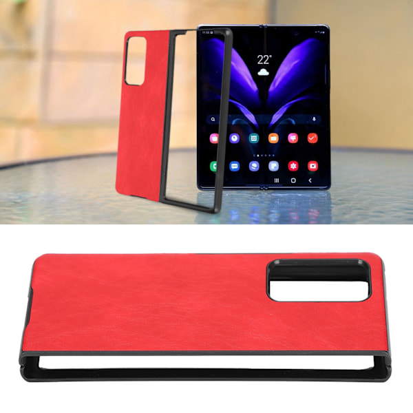 Läderfodral för Samsung Galaxy Z Fold 2 Stötsäkert telefonskyddsskal Röd
