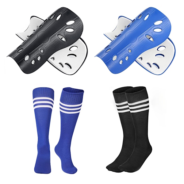2 set fotbollsskydd Fotbollsstrumpor Ungdom Barn Vadskydd Shin Pads för flickor Pojkar Tonåringar