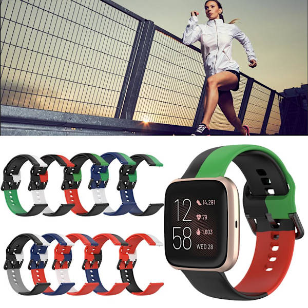 Klockarmband Silikon Luft Hål Klockarmband Lätt Hållbar Sport Ersättning Armband Kompatibel för Fitbit Versa2 Versa Versa Lite