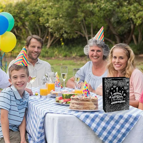4 stk. Happy Birthday gavepose med varmluftsballong papirpose studenter med gavepose