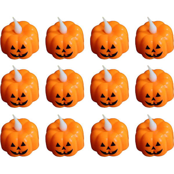 Flickering Pumpkin Tea Lights 12 Pack Flickering LED Pumpkin L