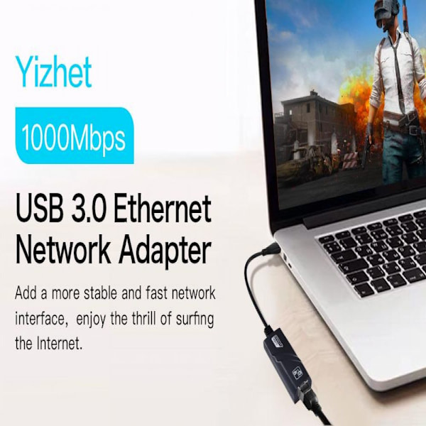 Ethernetadapter, Vikbar och Portabel Design Usb 3.0 Till Rj45 Gigabit För Suverän Stabilitet och Otrolig Prestanda, Stöder Windows 10, 8.1, Mac