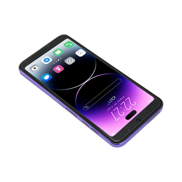 I14 Pro Max 6.1 tuuman matkapuhelin Android 11.0:lle 4GB 64GB älypuhelin 7000mAh akulla 100-240V Violetti