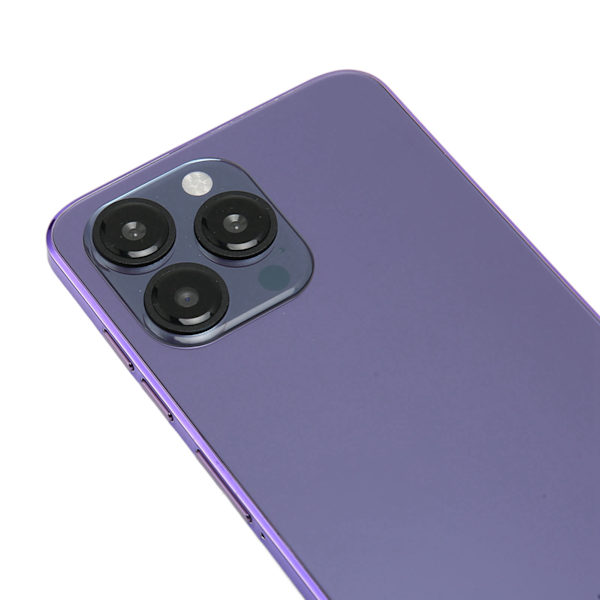I14 Pro Max 6.1 tuuman matkapuhelin Android 11.0:lle 4GB 64GB älypuhelin 7000mAh akulla 100-240V Violetti