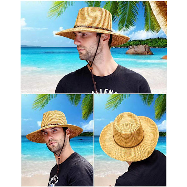 Foldbar sommer stråhat bred skygge Fedora sol strandhat