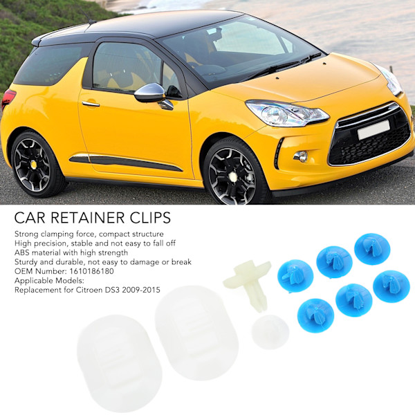 10 stk. sæt med clips til fastgørelse af sideskørter til bil 1610186180 Stærk klemkraft Udskiftning til Citroen DS3 2009‑2015