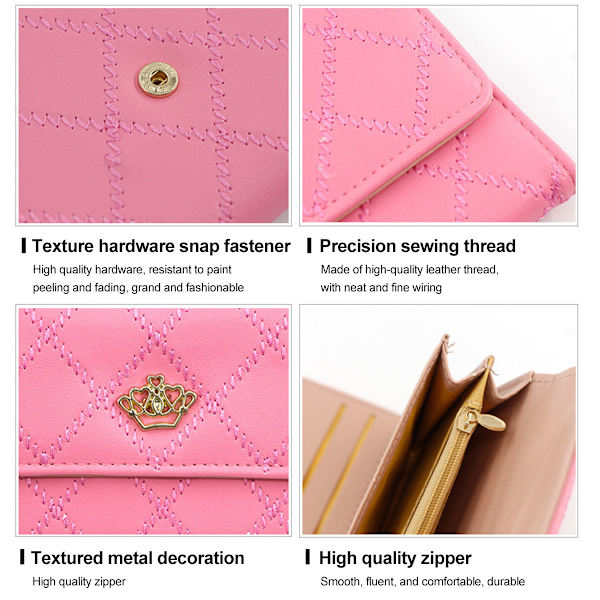 Broderad krona dam clutch väska mode kort väska Multifunktionell myntväska för kvinnor