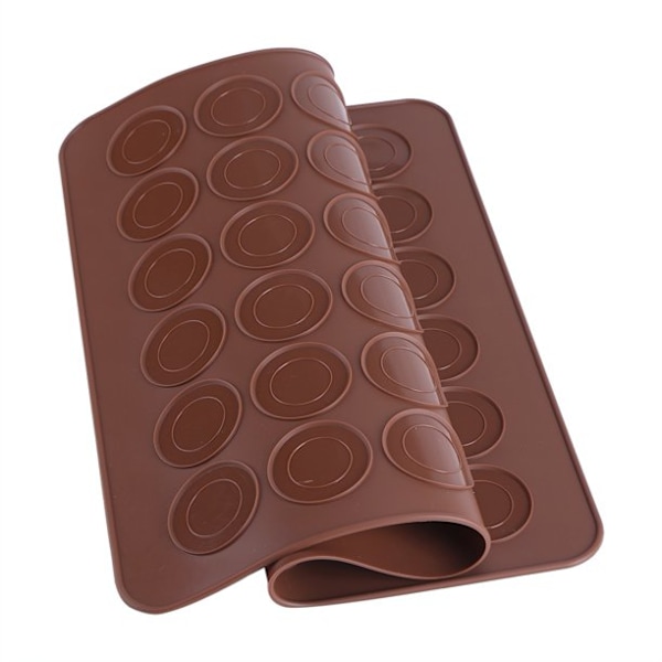 Chokladfärgade Bakmattor i Silikon för Macarons, Flexibla Non-Stick, Mikrovågsugnssäkra, För Jämn Gräddning och Problemfri Rengöring