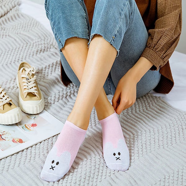 Women Low Cut Socks Girls Student Cartoon Animal Pattern Cute Casual Ankle Socks for Daily Life#4