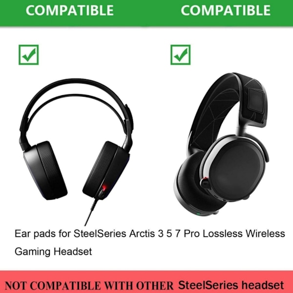 Extra Bekväma Ersättningsöronkuddar För Steelseries Arctis 3 5 7 Pro, Mjukt Andningsbart Tyg, Ljudisolering, Högdensitetsskum (2 Stycken)