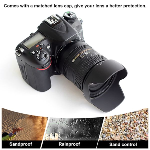 HB-69 Objektivhætten til Nikon AF S DX 18-55mm f 3.5-5.6G VR II med objektivdæksel