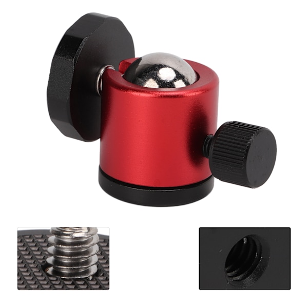 Tripod kulledshuvud kameramontering aluminiumlegering 360° roterande universell för stativ SLR-kamera röd