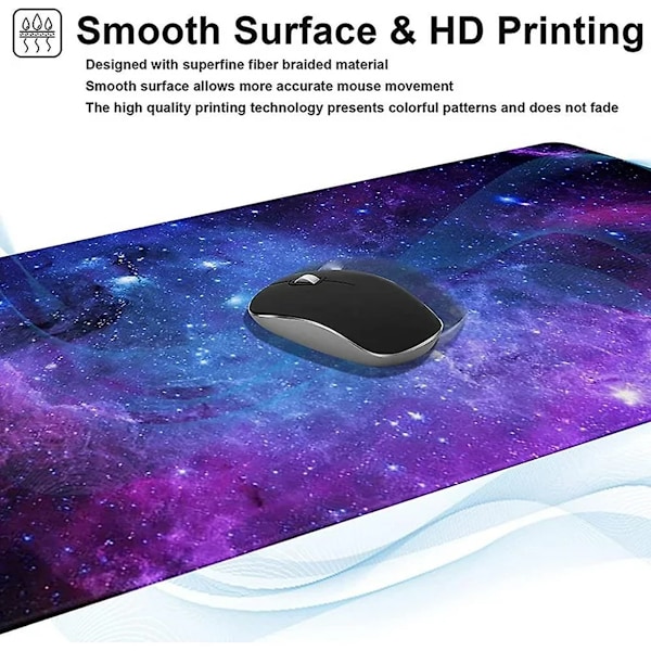 Gamingmusmatta för utökad skrivbordsyta, mjukare material & hållbara sömmar, tvättbar & halkfri bas för gamers & kontorsarbetare (900 x 400 mm)