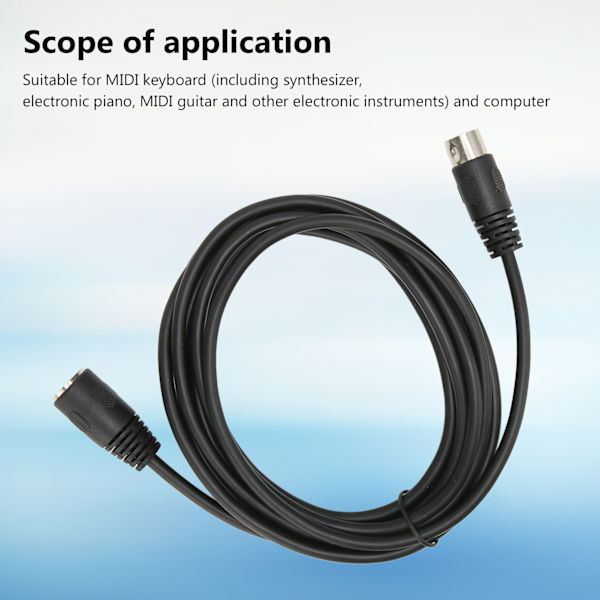 5-pinners MIDI-tastaturforlengelseskabel Stabil DIN hann til hunn adapterkabel for elektronisk piano MIDI-gitar 9,8 fot