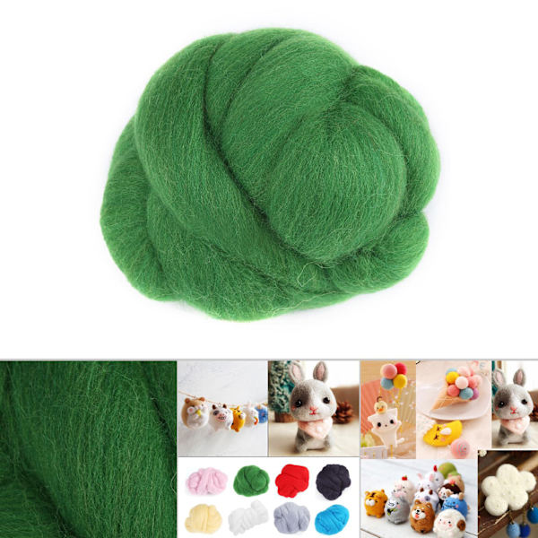 55g färgad nåltovningsull roving spinning sömnad trimning handarbete material (grön)