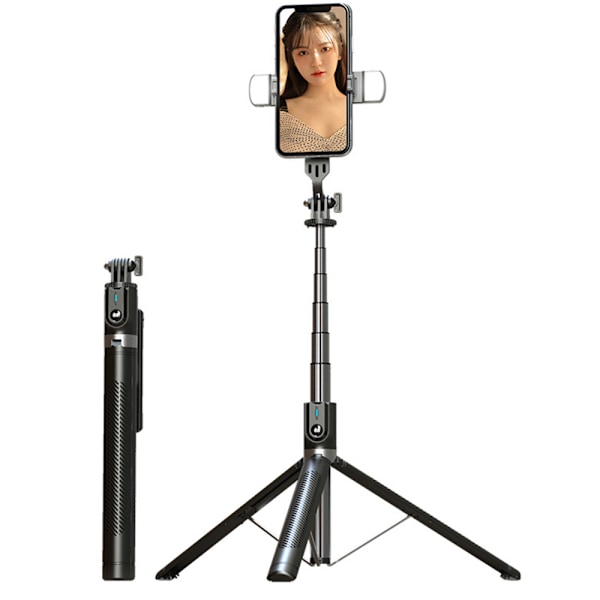 Släpp loss din kreativitet med Selfie Stick Tripod, med avtagbar trådlös fjärrkontroll och korrugerad designfyllningslampa