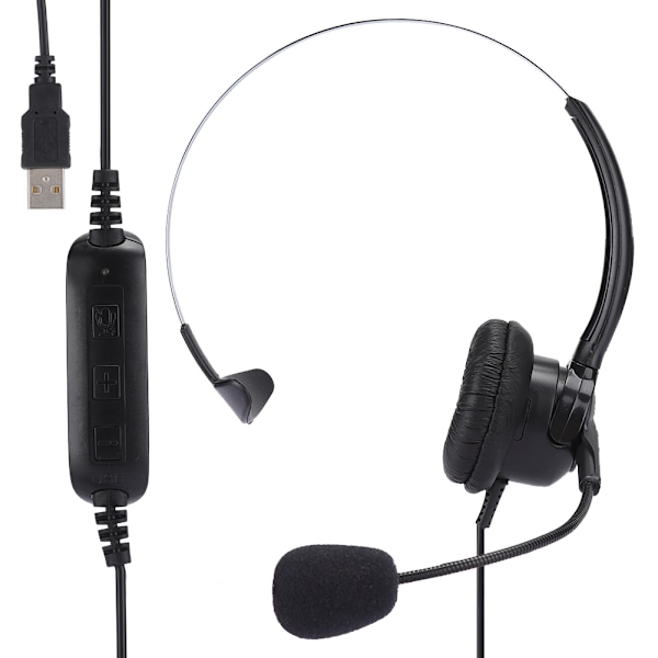 Headset Mono Ear USB -kuuloke tietokoneen kannettavaan kuulokkeeseen Skypelle