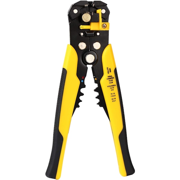 Kabelskärare och crimptång, automatisk avisolering för AWG 224-10 (0,2~6,0 mm²) kablar, halkfritt komfortgrepp minskar handtrötthet, högkvalitativt stål