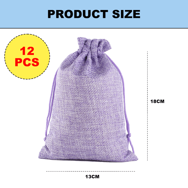 12-pack festpåsar - Mini canvas dragsnöre godis presentpåsar, barnkalas, fester, 13*18cm