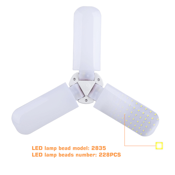 Superstarka LED-lampor för hopfällbara hushåll, 45W med 3200LM ljusflöde, justerbar vinkeldesign, ihålig pressgjuten värmeavledning,