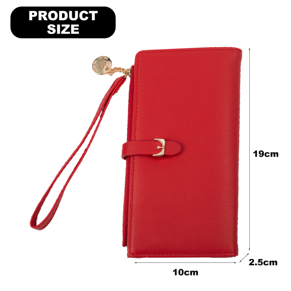 PU-läderplånböcker för kvinnor med handledsrem Trifold Ladies Billfold med dragkedja