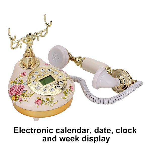 MS-9100 Rund bas keramisk europeisk ros retro telefon för automatisk detektering till FSK / DTMF Caller ID