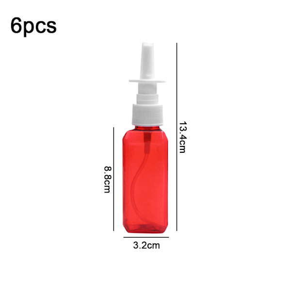 6 stk 50 ml fargesprayflaske i plast, liten kosmetisk plast