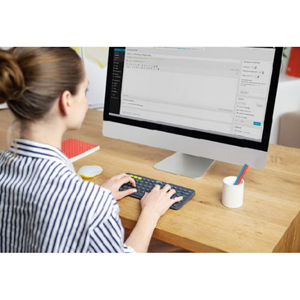 Trådlöst Bluetooth-tangentbord med stabil Bluetooth-anslutning, ergonomisk design för bärbar 84-tangenters skrivupplevelse, kompatibelt med Windows, Mac