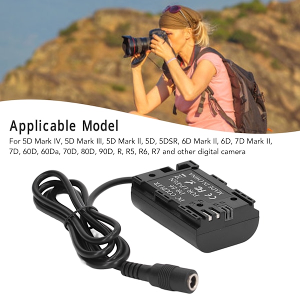 Dummy batteri erstatning LP E6N Dummy batteri med Type C Buck adapter til 5D Mark IV 5D Mark IlI 5DSR 6D Mark Il