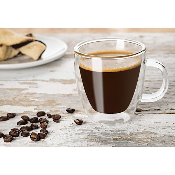 Dubbelväggig Espressokopp, Värmebeständig, Isolerat Borosilikatglas, Set om 2, Dramatisk Optisk Effekt För Kaffeentusiaster