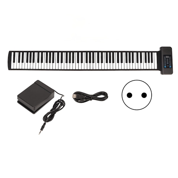 Rul op klaver 88 tangenter foldbar bærbar plug and play genopladelig blødt keyboard klaver til computer tablets 100‑240V