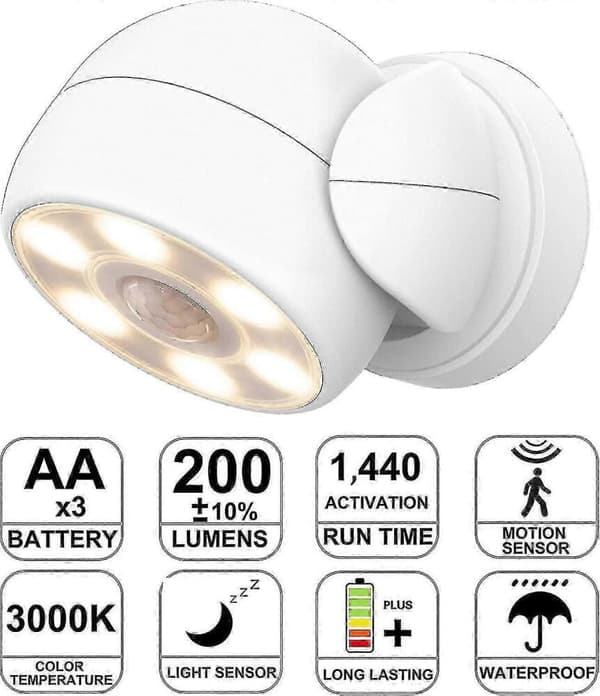 Batteridriven Rörelsesensor Spotlight Trådlös Strålkastare Utomhus Säkerhet för Ytterdörr