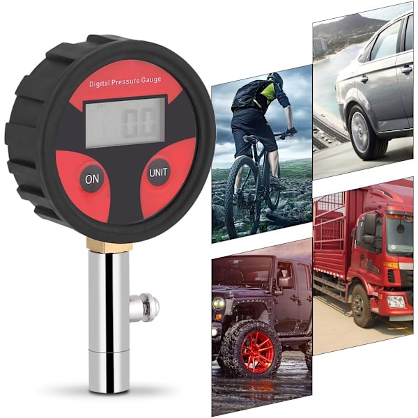 Digital precisionsmanometer med flexibel svängbar slang, noggranna mätvärden för bilunderhåll, bil-, lastbils- och motorcykeldäck