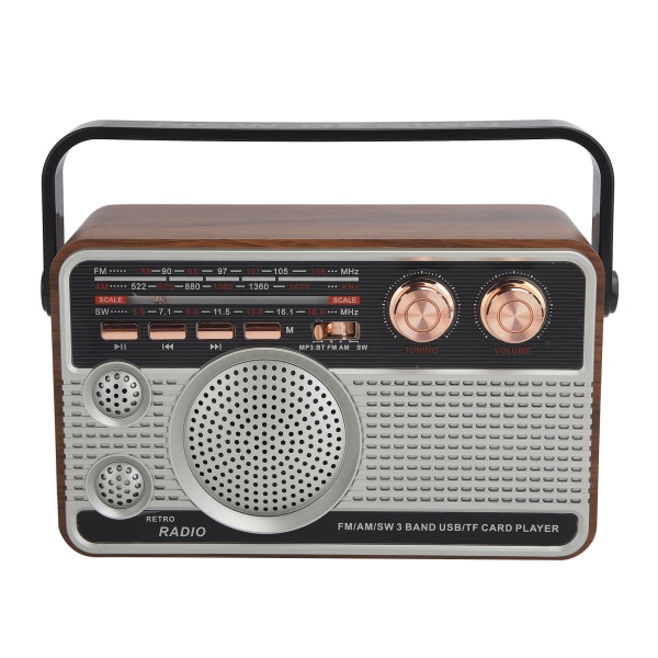 FM/AM/SW Radio Bærbar Bluetooth Genopladelig USB Højttaler til U Disk/Hukommelseskort
