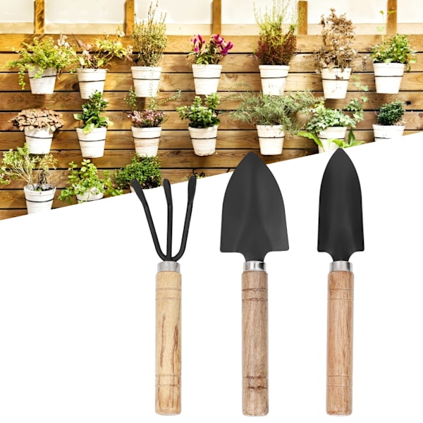 3-delad miniplantering trädgårdsredskap set spade klo rake spade blommor planteringsverktyg