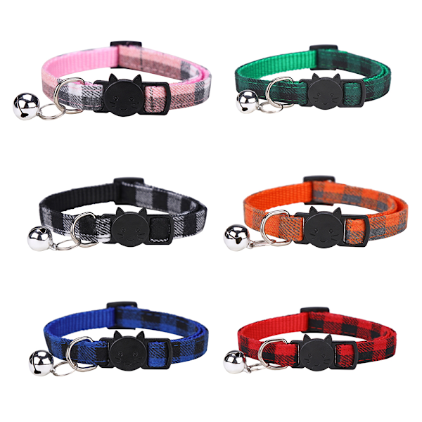Halsband för fashionabla katter, sött och säkert spänne med robust säkerhetslås, rutig design ger en stilfull touch, handsytt för