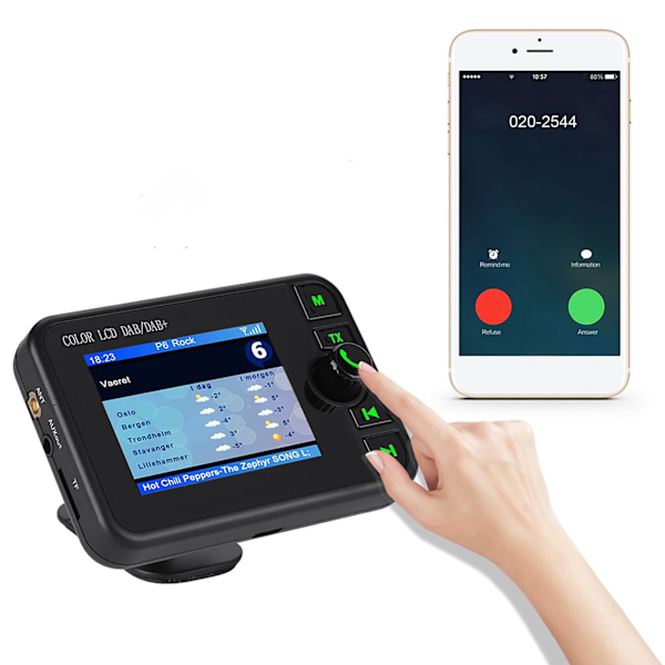 2,4 tommers farge LCD DAB-bilradio 170-240 MHz DAB/87,5-108 MHz FM-bilradio