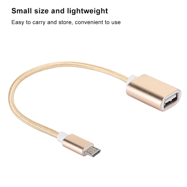 3PCS Flettet Klud Forstærket Stik Ingen Rust Glat Transmission USB Indgang Mikro Udgang OTG Adapter Kabel til AndroidGold