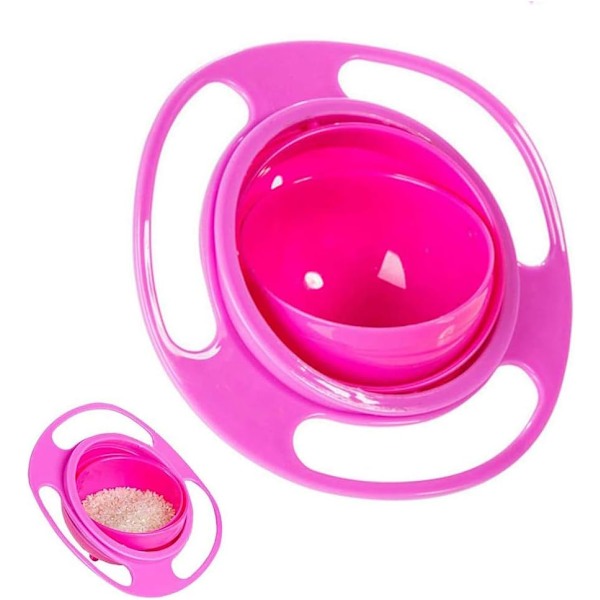Matning Utan Spill, Gyroformad Design 360 Graders Roterande Skål Med Lock, Premium PP Material Anti-Spill Skål Säkerställer Rena Snacks För Småbarn