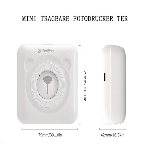 Multifunktionsskrivare, bläckfri termisk utskrift för iOS & Android, portabel mobil skrivare, anpassningsbara etiketter, tydlig utskrift, Bluetooth 4.0